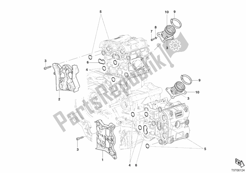All parts for the Intake Manifold of the Ducati Superbike 999 R 2004